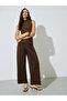 Brown High Neck Textured Knit Top - 2