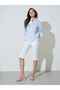 Blue Floral Print 3/4 Sleeves Blouse - 2