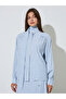 Blue Longline Striped Shirt with Scarf Detail - 3