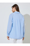 Light Blue Striped Oversized Button-Up Shirt - 5