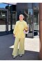 Cotton Balloon Sleeve Lace Detailed Waist Gathered Double Set - Yellow - 3