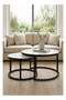 Ceramic Round Nesting Coffee Table Set with Metal Frame 2 Pieces