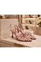 Women's Lace Detailed Pointed Toe Open Back 8cm Thin Heeled Evening Dress Shoes
