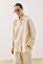 Multi-Button Striped Textured Shirt Ecru - 4