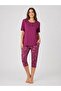 Women's Plus Size Modal Fabric Short Sleeve Buttoned Collar Capri Suit Pajama Set 50% Cotton 50% Modal