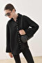 Multi-Button Textured Shirt Black - 5