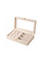 6-Watch and 3-Glasses Compartment Leather Organizer Box with Glass Lid |   Watch and Glasses Storage Box - 3