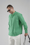 Trend Biz Classic Regular Fit Stand Collar Linen Shirt - 4