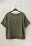 Khaki Pool Collar Low Sleeve Skirt and Mesh Flower Appliqué on the Sleeve End Casual Woven Blouse 68 68 - 2