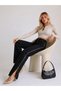 Women's Black High Waist Side Zipper Detailed Wide Leg Palazzo Jean Denim Jeans - 2