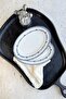 Victoria 2-Piece 20 cm Premium Porcelain Small Size Breakfast Kayık Presentation Serving Set Blue Gray Chain Patterned - 3