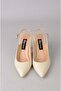 Seç V2430 Genuine Leather Heelled Shoes (Heel Height: 8 cm) Beige - 3