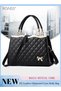 Women's PU Leather Checkered Handbag, Fashion Accessory Shoulder Bag, Ladies Multi-pocket Zippered C
