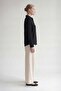 Black Textured Sleeve and Collar Detail Shirt - 3