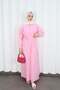 Hidden Button Belted Terry Cotton Dress Hnt0316 Pink