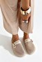 Marbella Beige Buckle Detailed Mesh Women's Slippers - 2