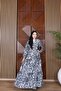 Paisley Patterned Buttoned Layered Dress Anthracite