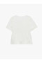 Tie-Back Bow Detail Short Sleeve Textured Peplum Blouse - 4