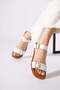 Resare Single Strap Buckle Genuine Leather Women's Sandals White Skin - 5