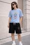 Unisex Oversize T-Shirt Shorts Set Printed Summer Casual Sports Combination Two-Piece Set Comfortable Fit Cotton Ring Balance Printed - 2