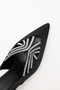 Heels 2631 - Pointed Toe Stone Embellished Black Satin Women's Heels - 3