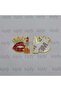 Lips Crown Lipstick Enamel Metal Sticker, Red & Gold for Phone Cases & Laptops - 2