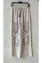Cream Plant Motif Stone Embroidered Shirt & Wide Leg Pants Set - 6