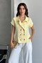 Linen Washed Sleeveless Vest Blouse Yellow