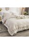 Herside Ruffle Duvet Cover Double Boho Bedding 2 Layers Beige White Ruched Ruffle Design Shabby Chic Bedding Sets - 3