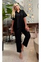 Women's Plus Size Shirt Collar Short Sleeve Loose Cut Textured Linen Tracksuit Set 28003 - 6