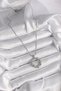 316L Steel Silver Color Chain Zircon Stone Detailed Curved Ring Model Women's Necklace - 2