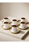 Premium White Gold Mirrored 6-Piece Porcelain Coffee Cup Set - Luxurious Dowry and Gift Presentation Set