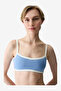 Women Light Cover Contrast Binding Sports Blue Top