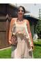 Pleated Floral Motif Chiffon Dress - 4