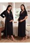 New Season Black Double-Breasted Collared 100% Cotton Short-Sleeved Special Design Maternity Nightgown Set with Nursing Features - 3