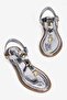 Women's Flip-Flop Sandals with Ankle Buckle, Summer Style, Shell Detail, Silver Marisse - 3