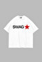تي شيرت أبيض كبير الحجم مطبوع عليه Swag Star - 4