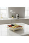 Silu White Ceramic Square Serving Tray with Ornate Golden Metal Base 10 Inch - 3