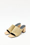 Heels 2641 - Textured Wide Band Beige Straw Women's Heels - 3