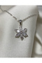 Stone-Encrusted Snowflake Steel Necklace - Silver Zirconia Snowflake Necklace - 2