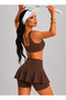 Women's High Waist Inner Leggings Mini Sport Skirt-Crop 2 Piece Set - 2