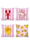 Lemon and Lobster Patterned 4-Piece Throw Pillow Cover Set - 3