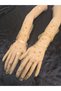 Sabrına Patterned Sparkling Long Tulle Gloves in Nude Color - 7