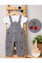 Cherry Embroidered Pocket Detailed Summer 2-Piece Denim Salopet - 3