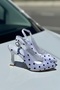 Milano White Black Polka Dot Pointed Toe Slingback Stylish High Heels - 3
