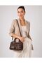 Women's Hand and Shoulder Bag with Knitted Texture, Double Handle, Chain Accessory, Stylish Dark Brown - 2