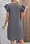 Women's Short Sleeve Crew Neck Ruffle Short Wrap Dress - 4