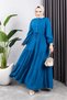 Waist Tie Viscose Dress Indigo