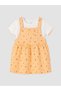 Lcw Baby Orange Floral Baby Girl Salopet Dress and T-Shirt - 3