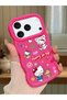 iPhone 17 Pro Max Compatible Case with Camera Protector Red Silicone Couple Phone Case Kitty Pattern